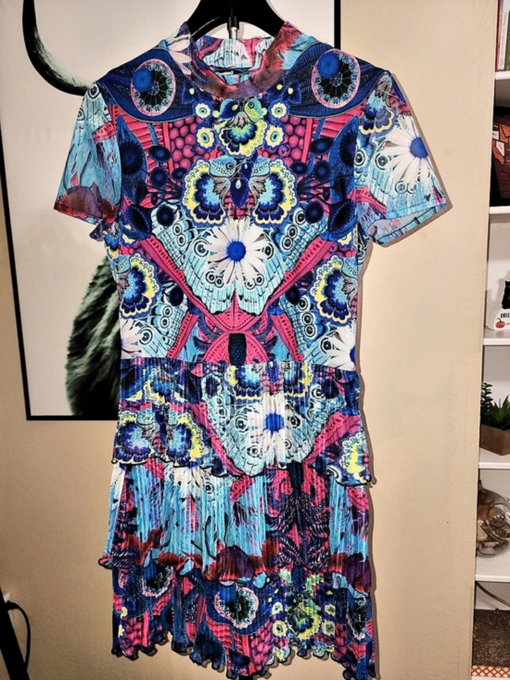Desigual x M. Christian Lacroix Layered Pleated Mesh Mini Dress Size Large